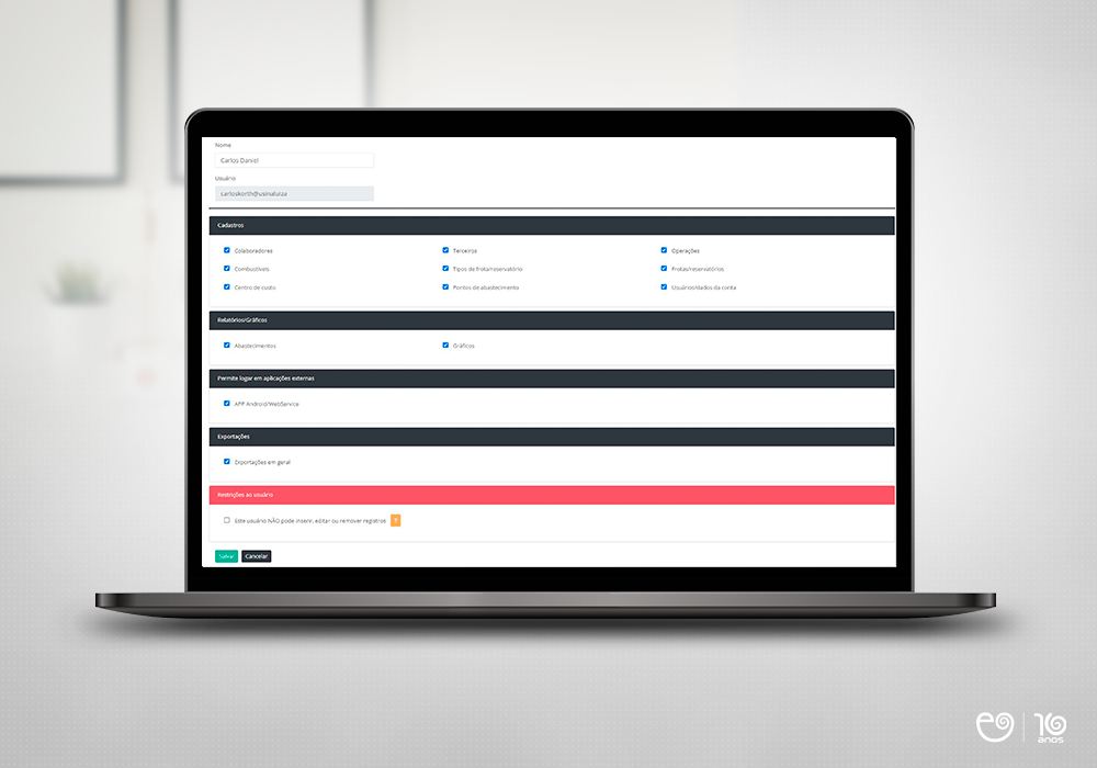 interface sistema de controle de abastecimento